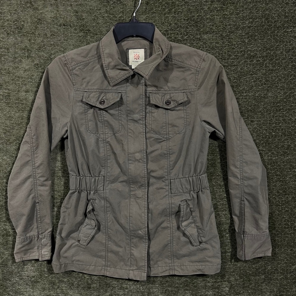 Royal Robbins Utility Jacket Womens Size M Green Cotton Nylon Full Zip Snap